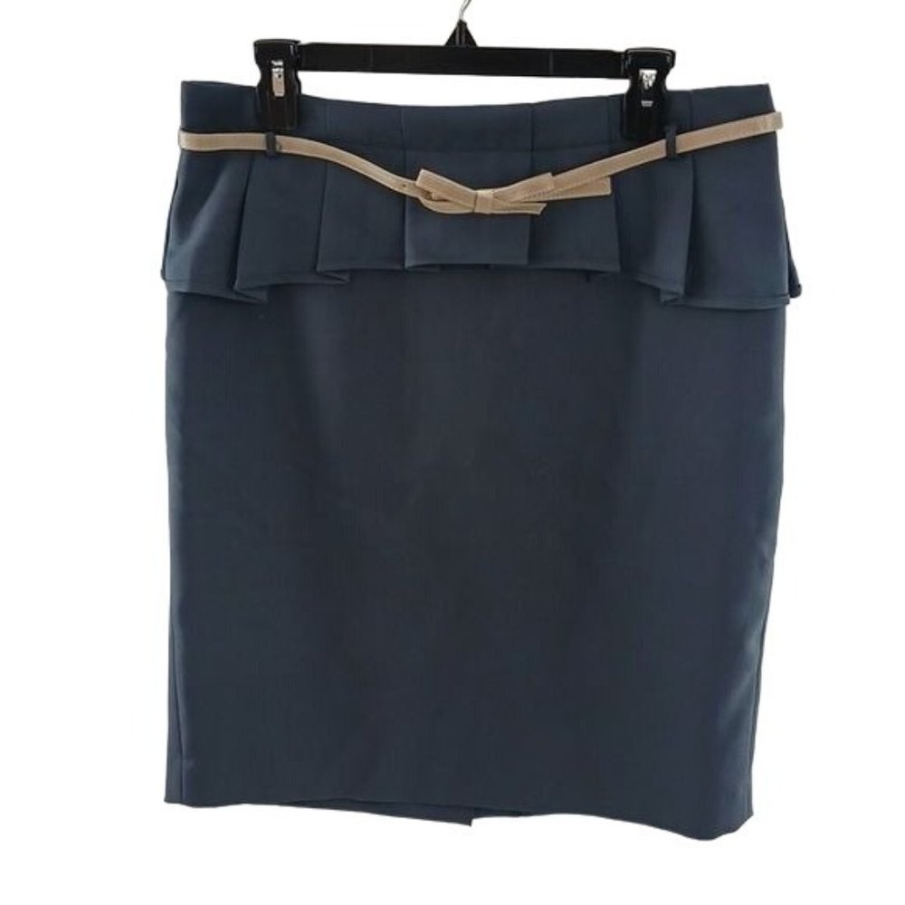 The Limited Skirt Gray Belted Straight Pencil Classic Ruffle Womens Size 12